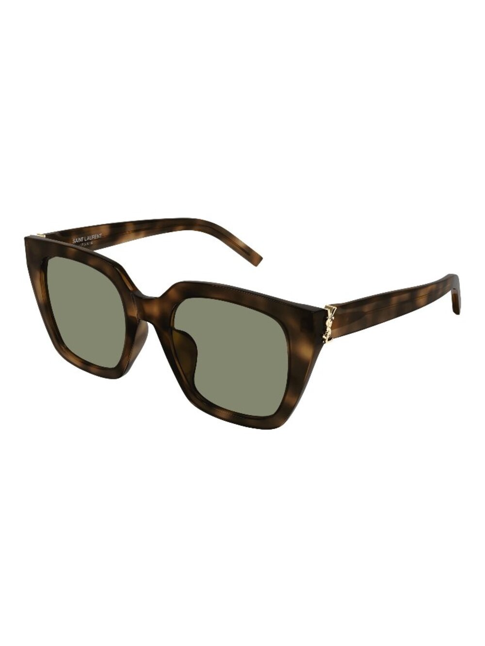 New Saint Laurent Women's Sunglasses Havana Square Green Lens Acetate Frame SL